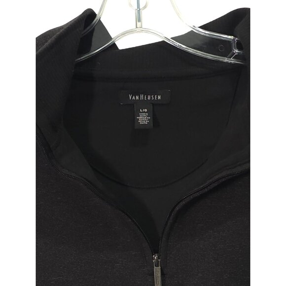 Van Heusen Men's Black Half-Zip Long Sleeve Pullover Sweatshirt L/G Size - Picture 2 of 15